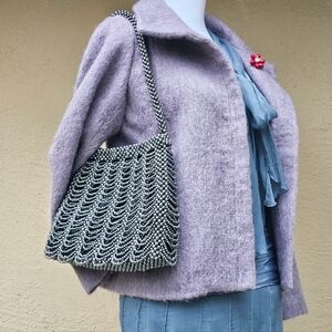 Black Beaded ASOS Scalloped Shoulder Bag